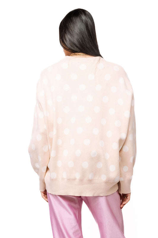 QOS Tan Polka Dot Horse Sweater