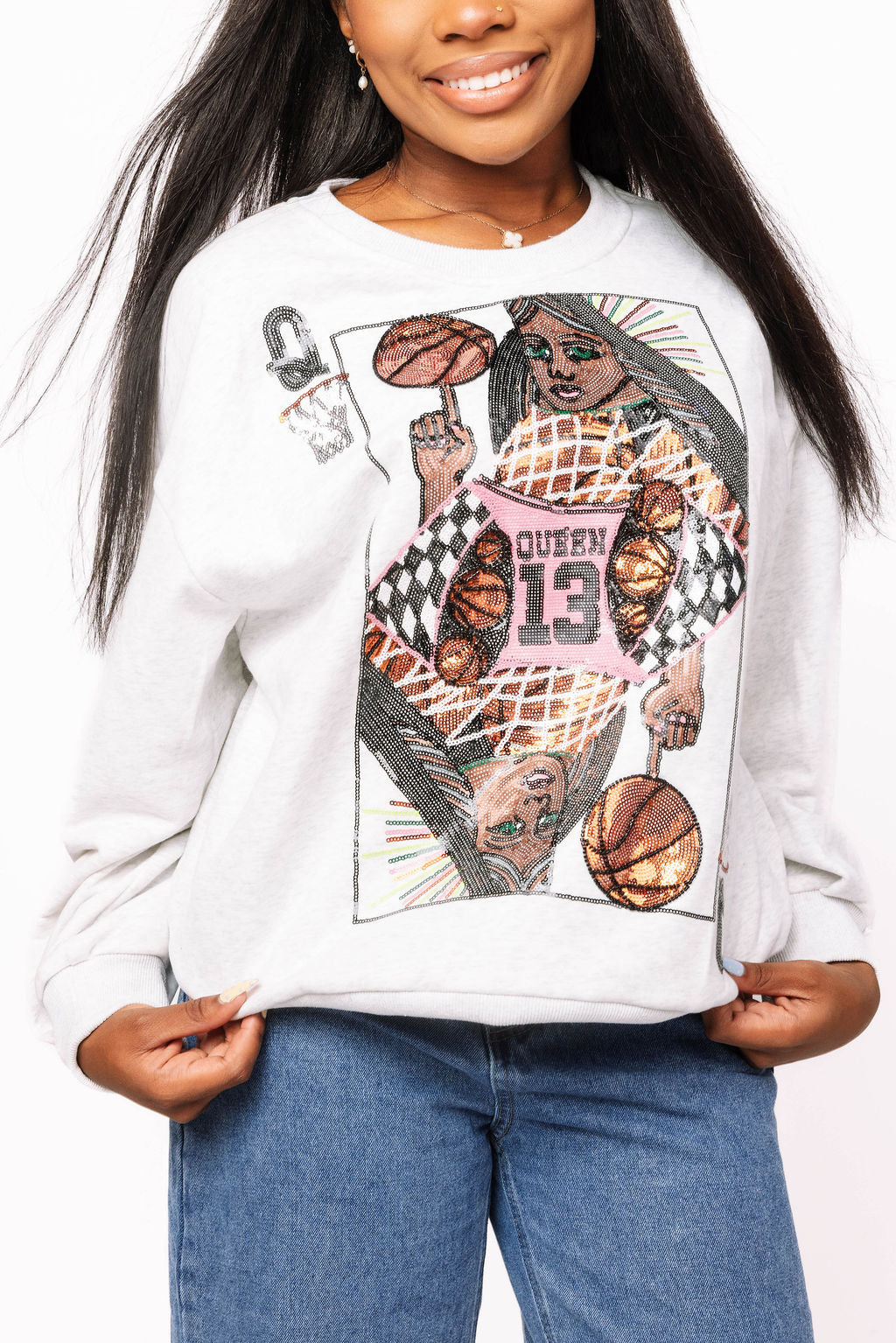 QOS Baskball Logo Card Sweatshirt