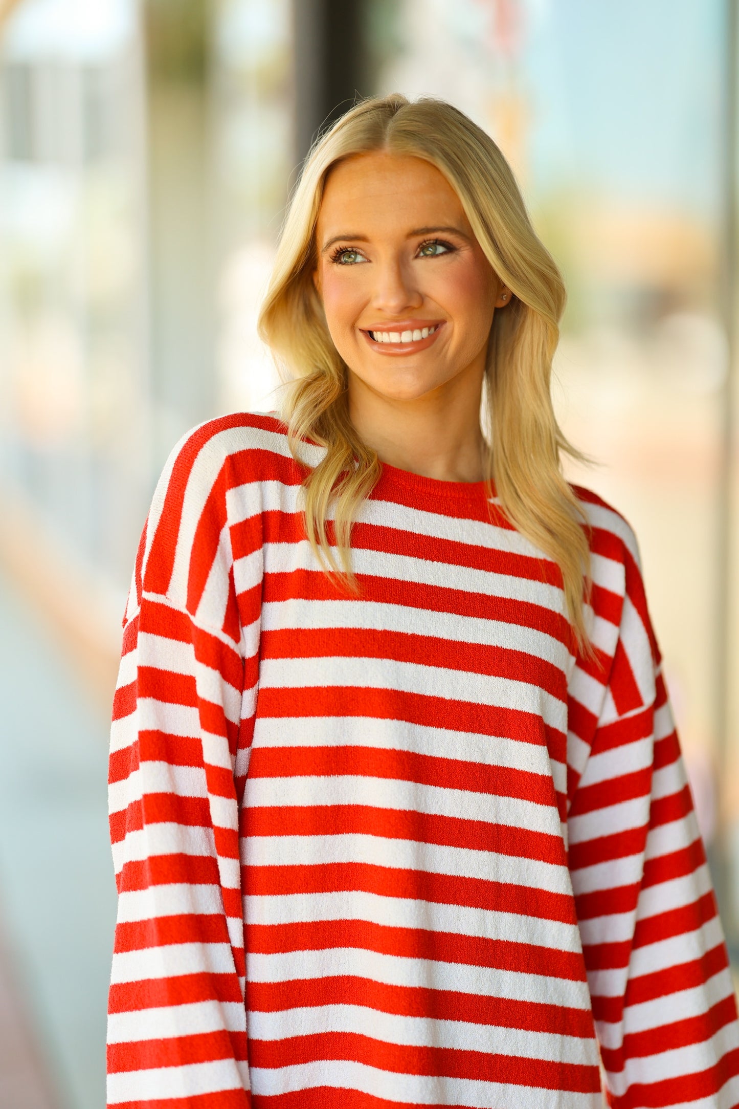 red & white sweater