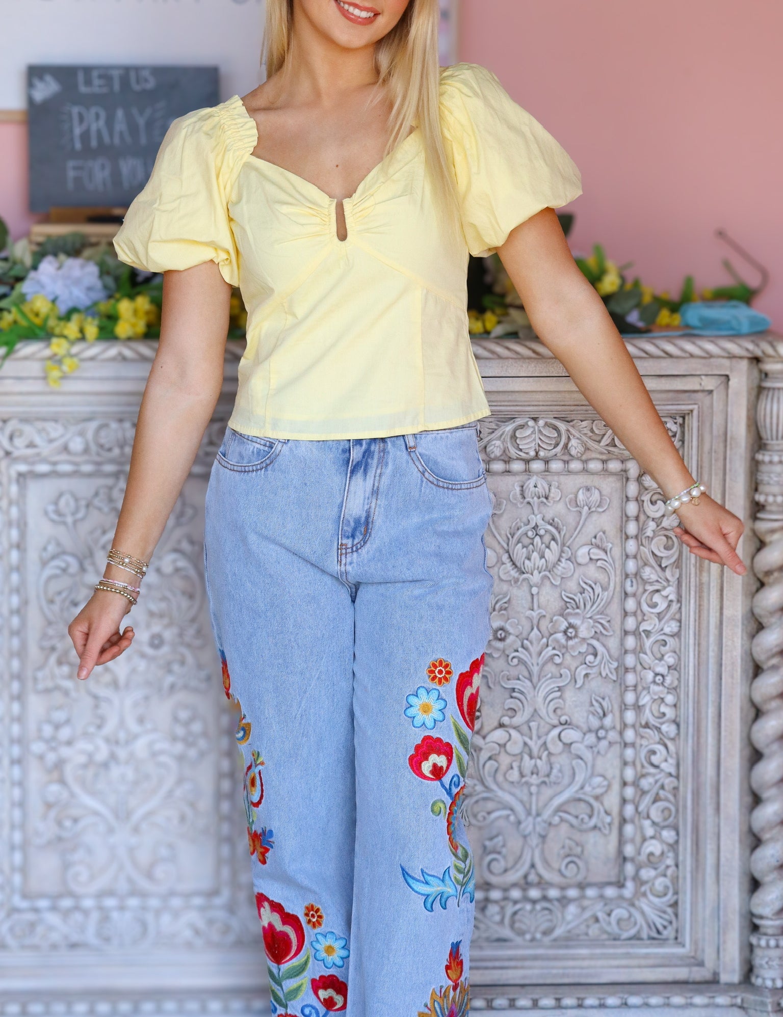 Floral Straight Leg Jeans
