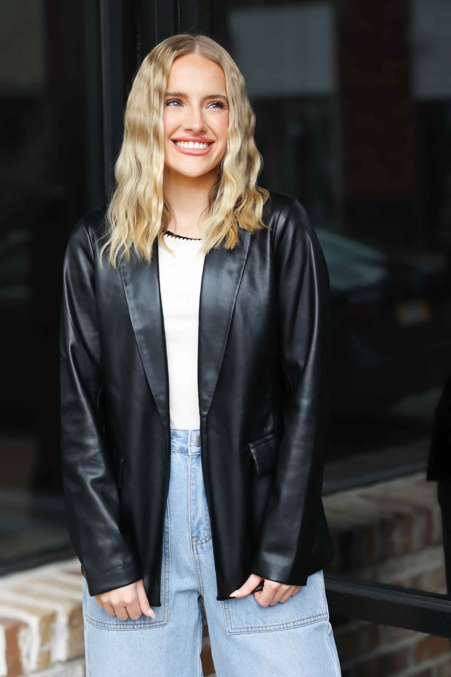 Black Leather Blazer