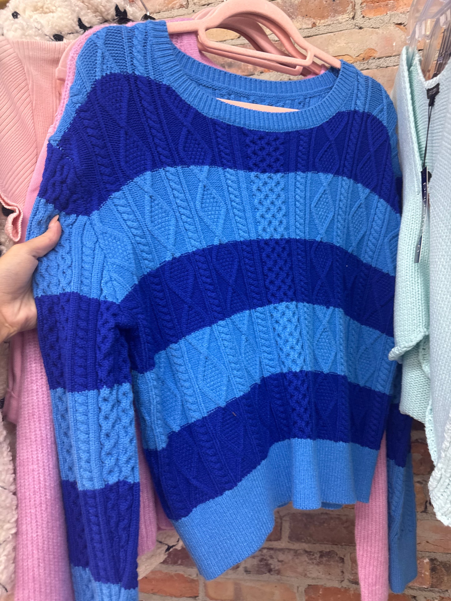 Blue Cable Knit Sweater