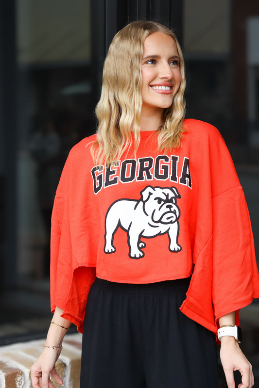 Red Georgia Bulldog Cropped Sweatshirt