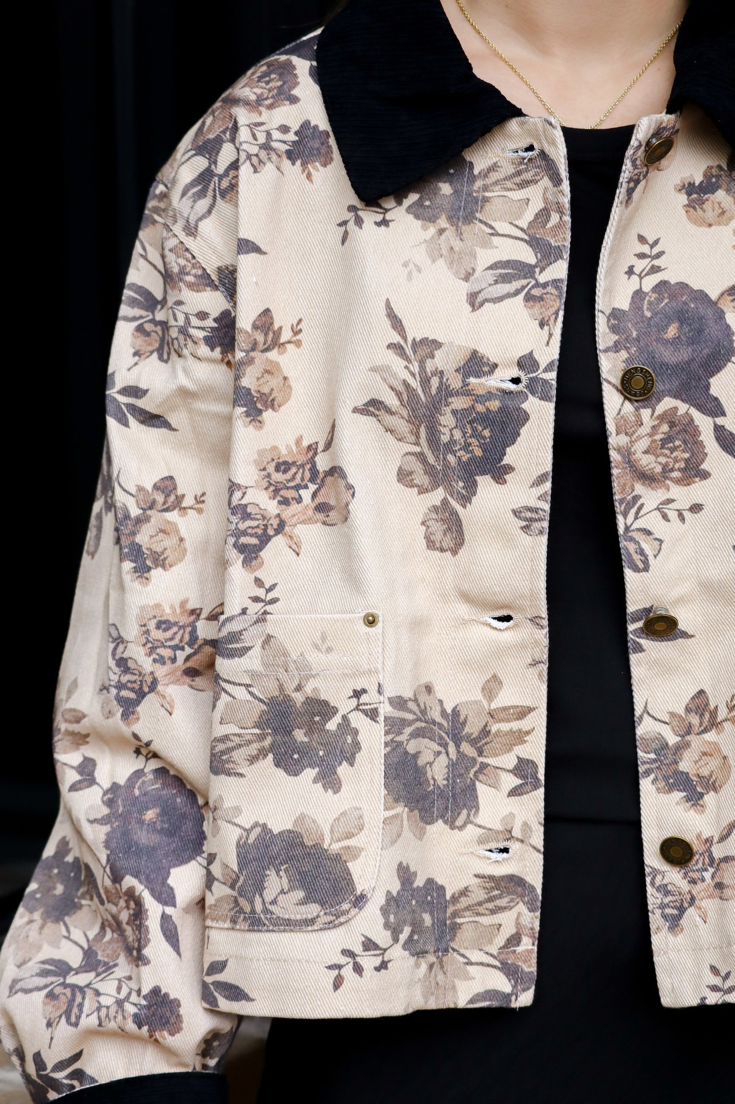 Taupe Black Print Jacket