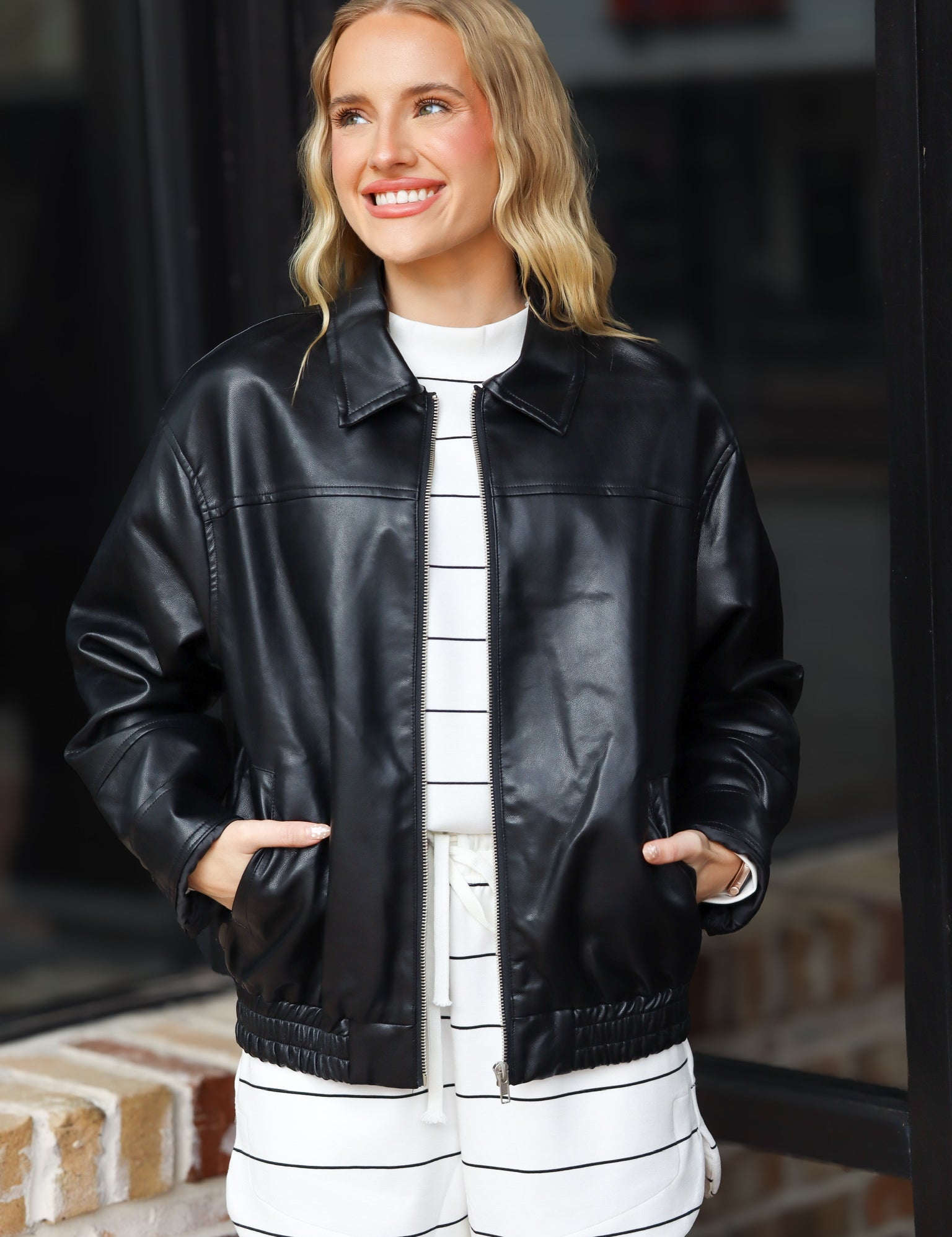 Leather Bomber Jacket