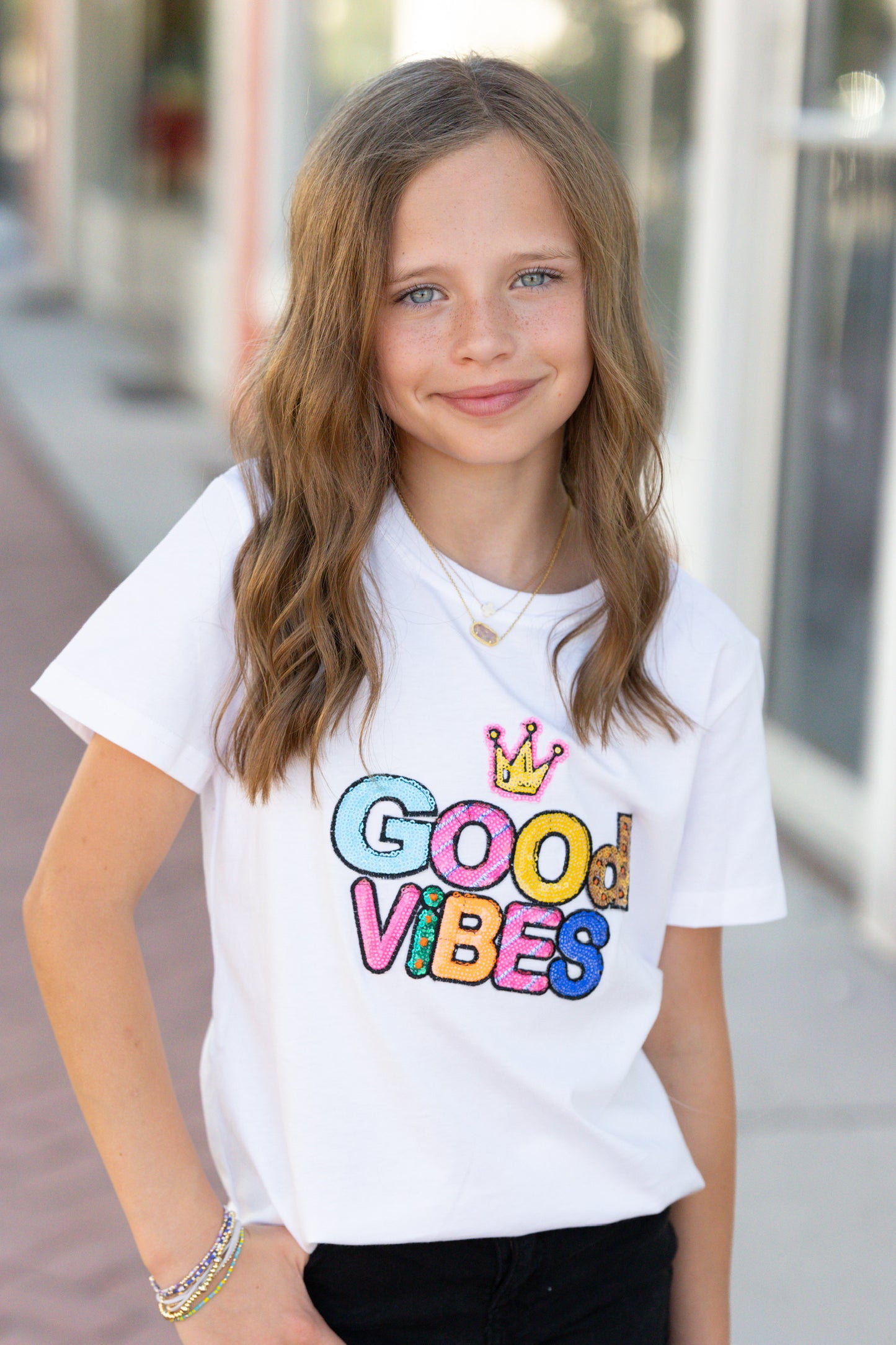 kids neon good vibes tee