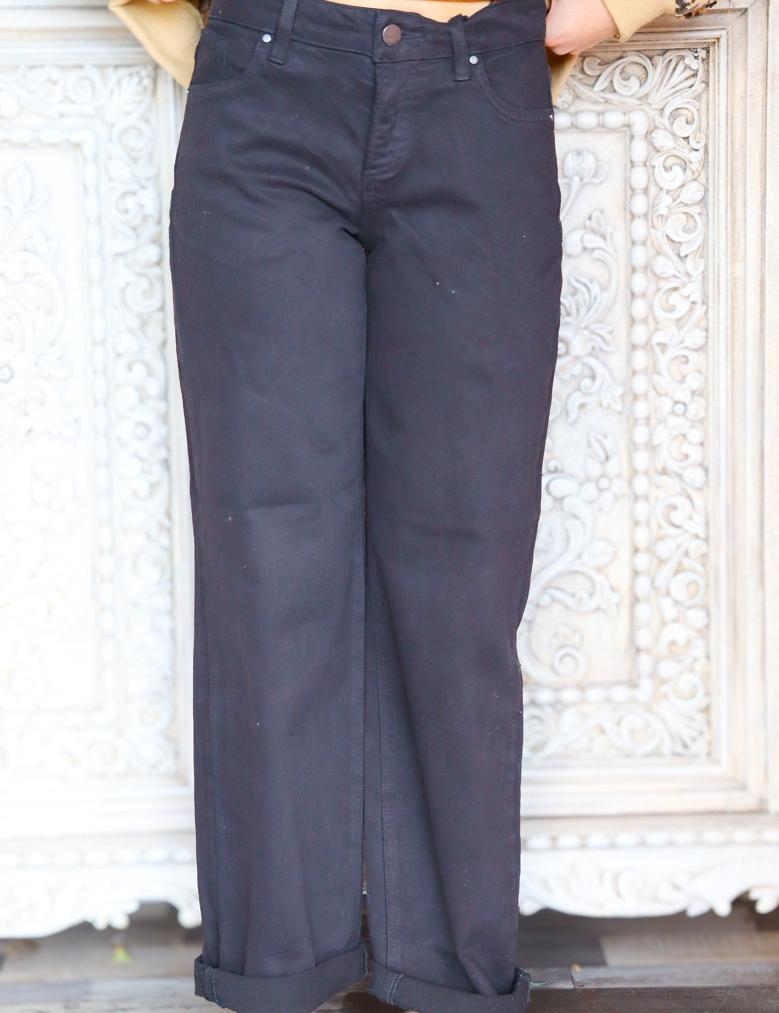 Mid rise barrel baggy jeans