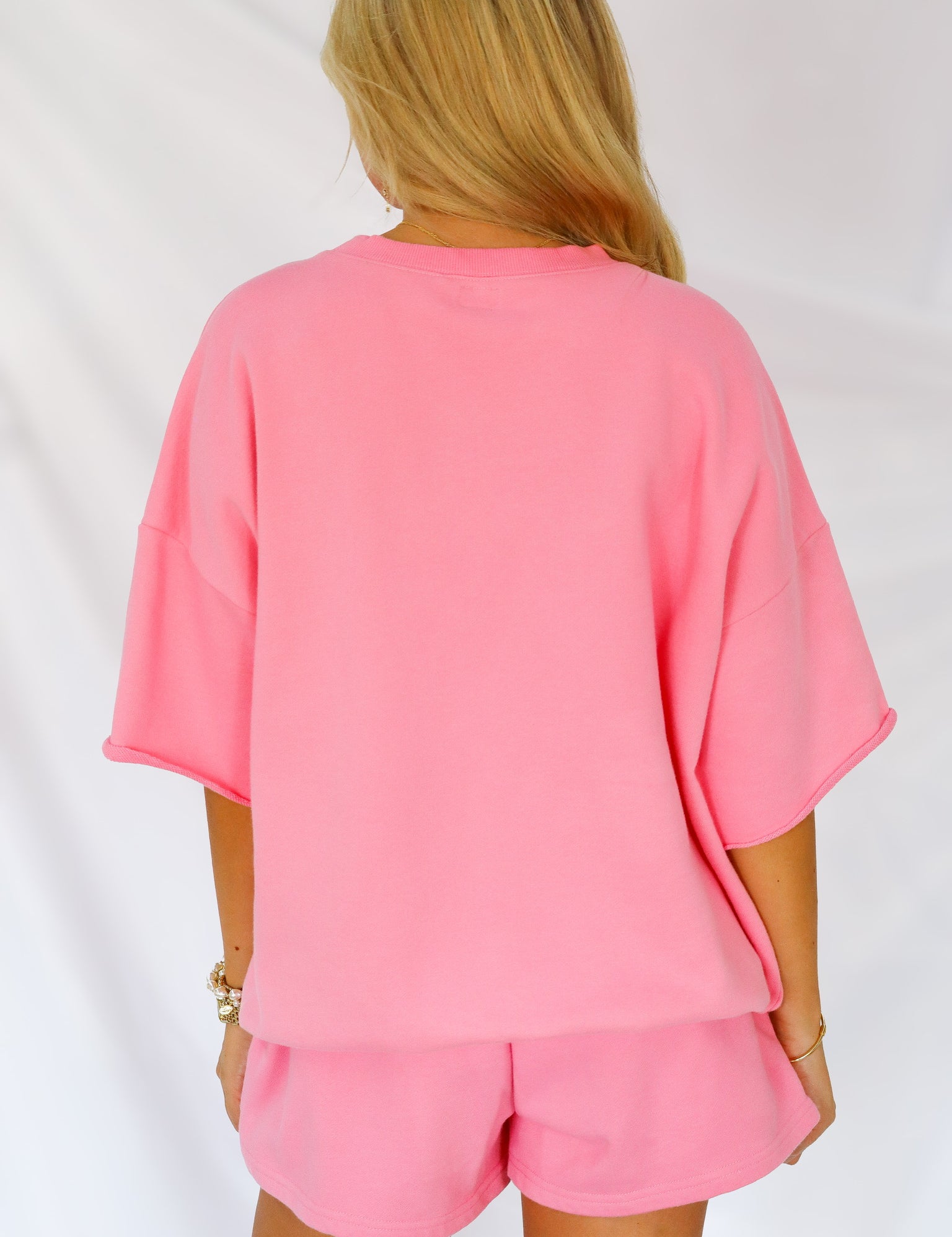 LULU MAC Bubble Gum Short Sleeve Terry Cloth