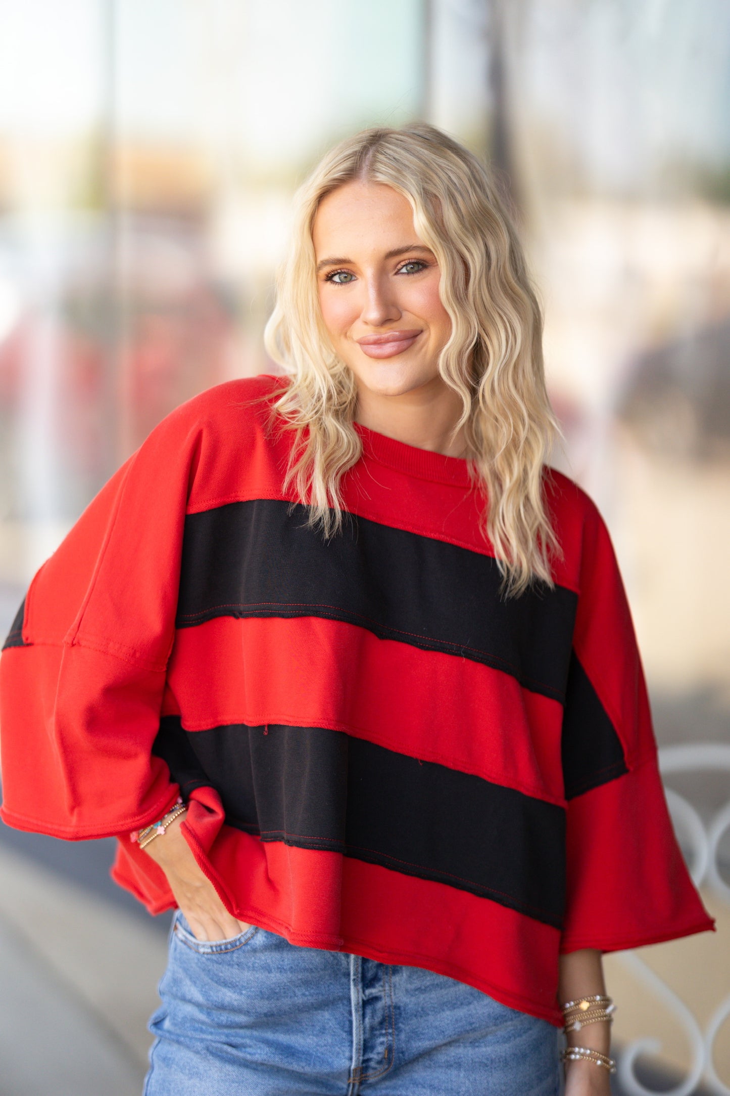 Red and Black crop tee