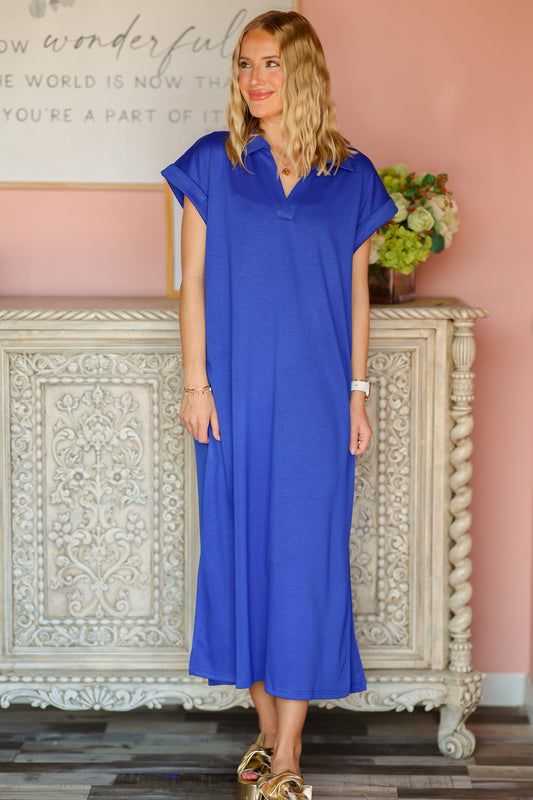 Royal Blue Scuba Midi Dress