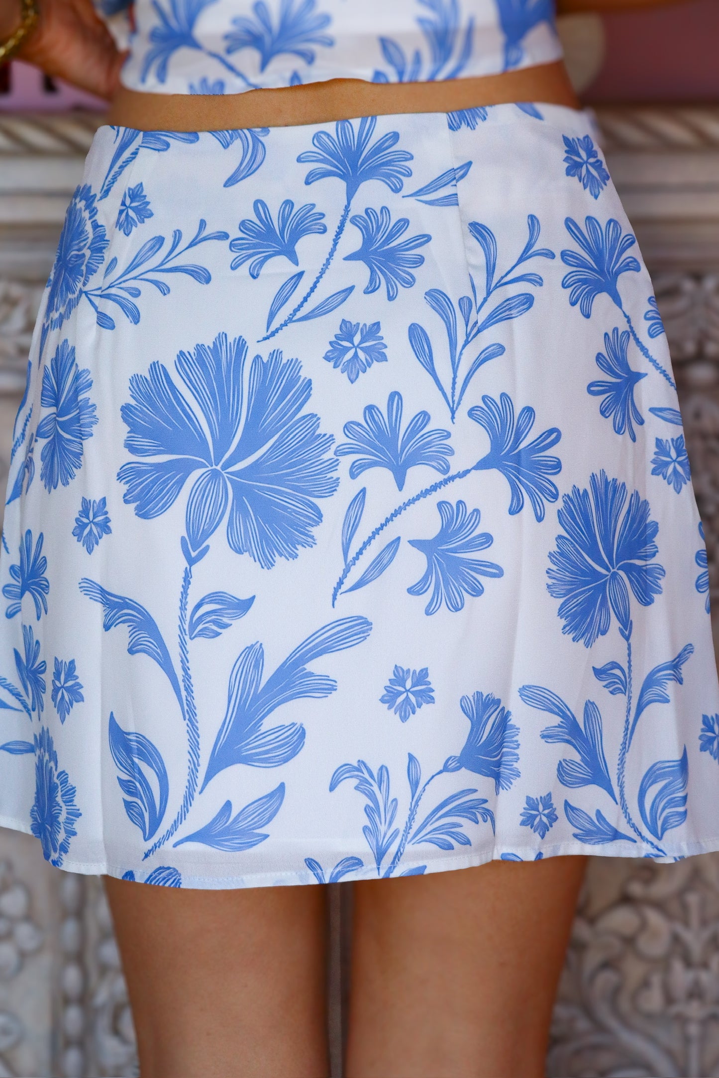 White & Blue Printed Set