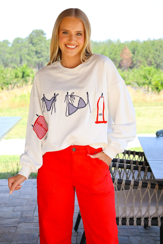 White Bikini Graphic Sweatshirt