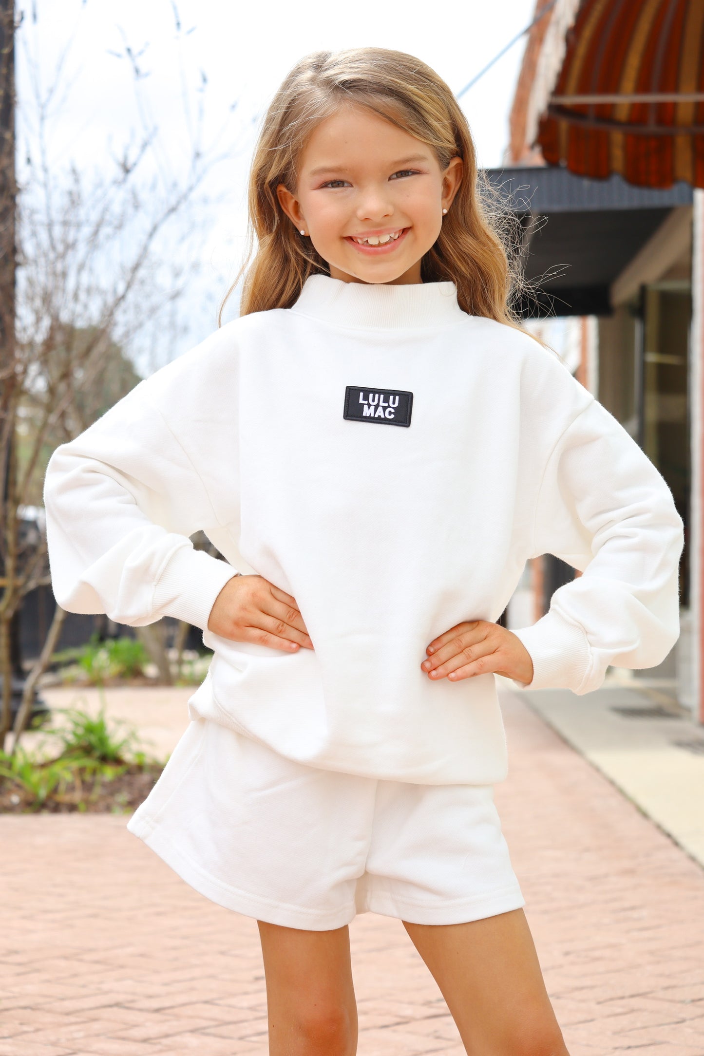 Lulu Mac- Kids Terry Cloth White Sweatshirt