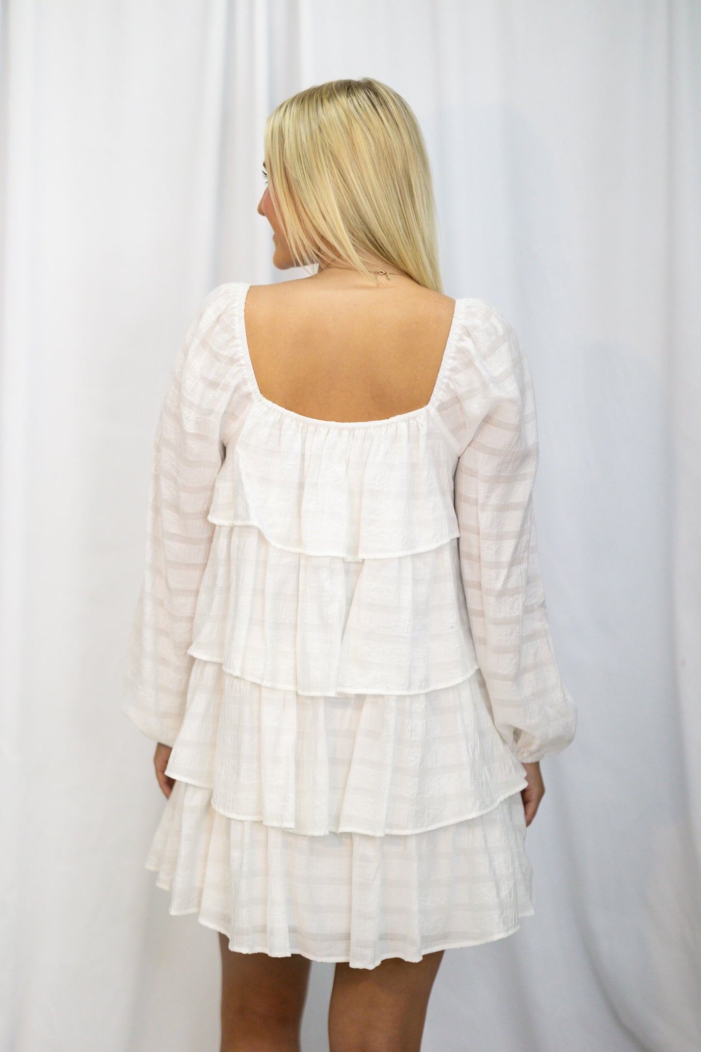 White flowy mini dress