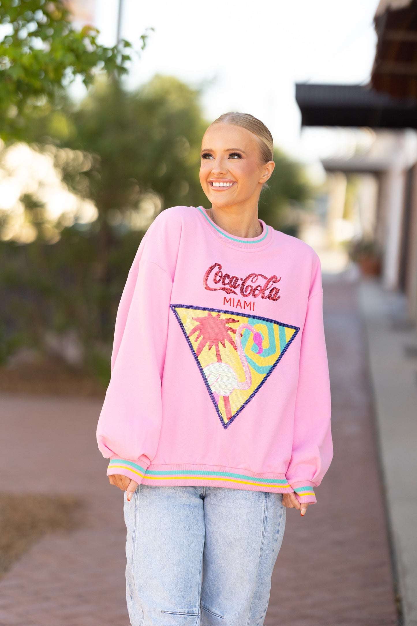 QOS Licensed Coca-Cola Miami Flamingo Sweatshirt
