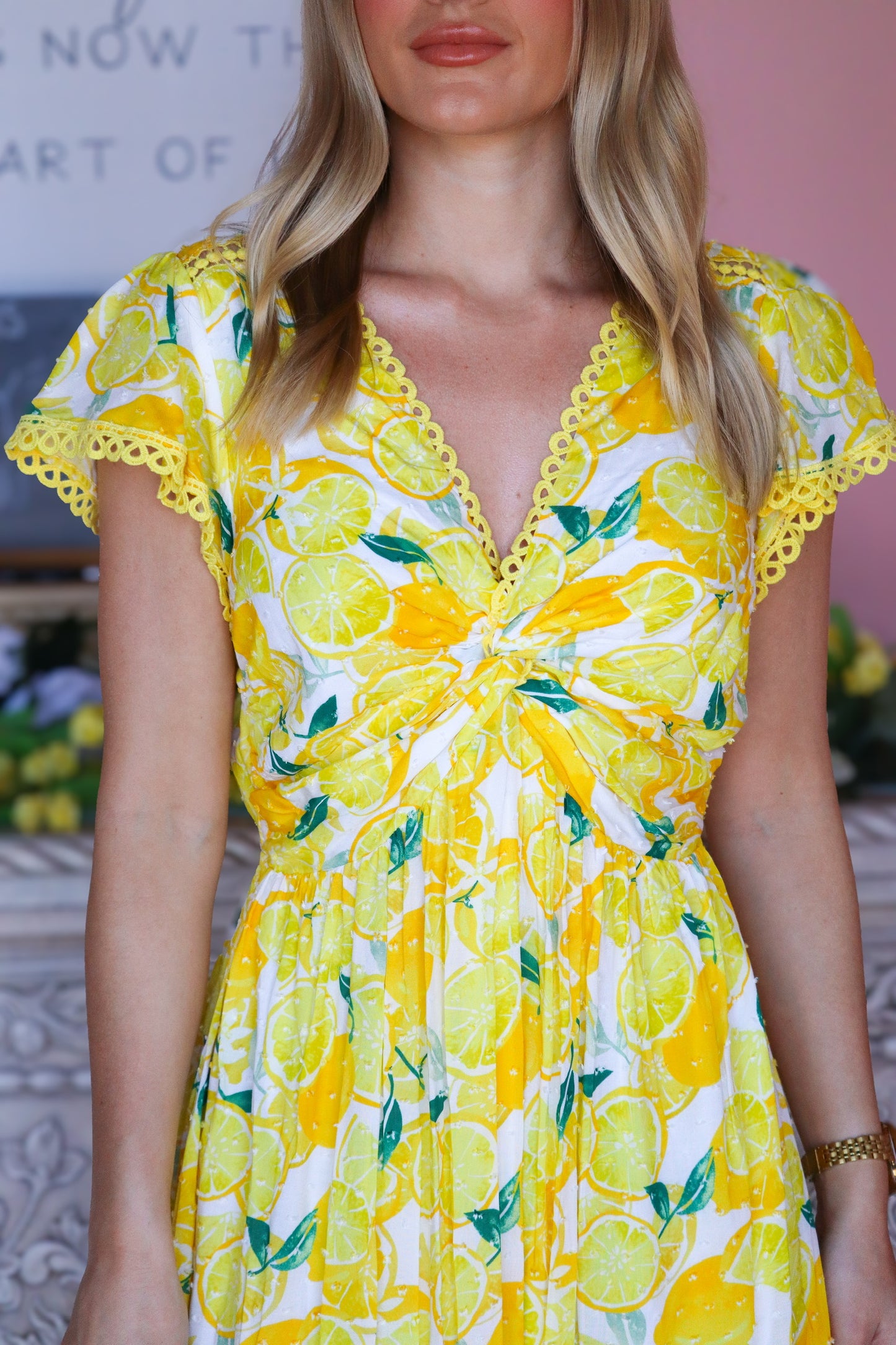 Lemon Print Maxi Dress