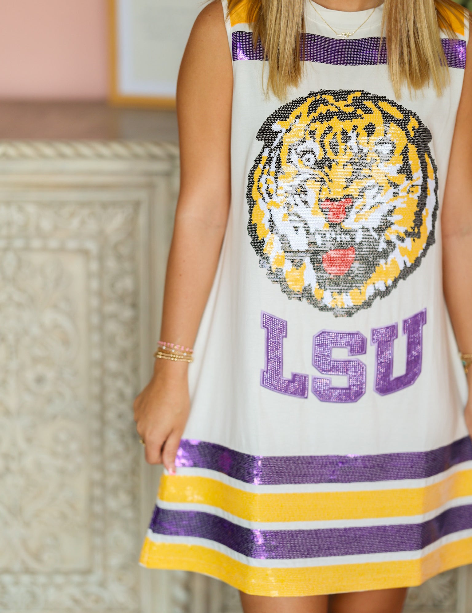 QOS LSU Striped Tank Dress