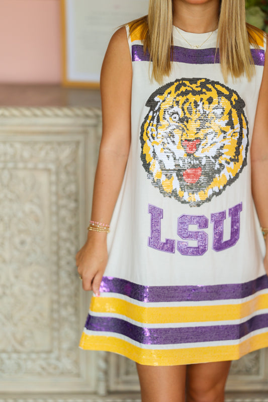 QOS LSU Striped Tank Dress
