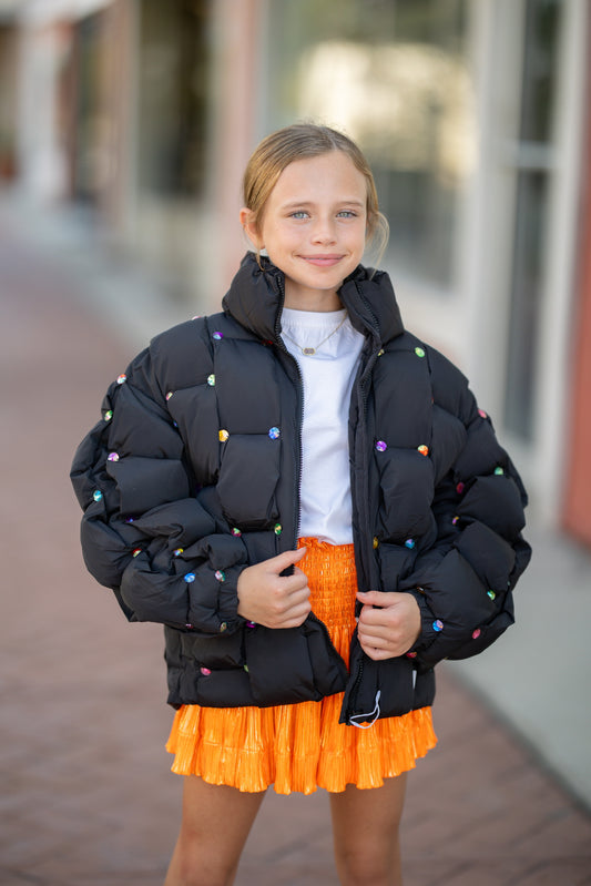 Kids Rainbow Gem Quilted Puffer