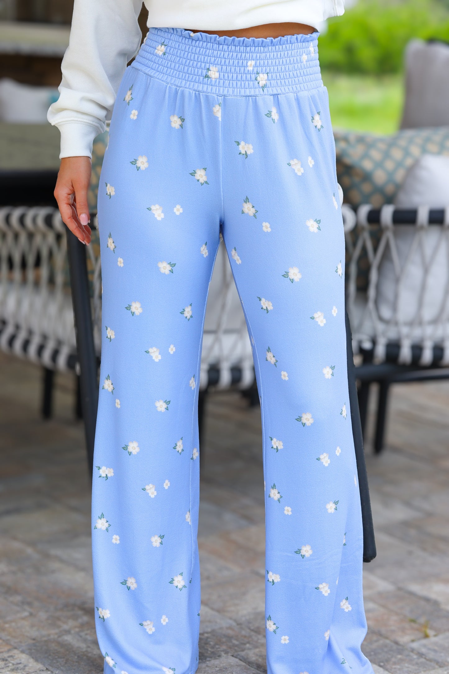 Ice Blue Dawn Floral Pants