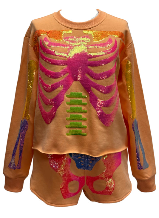 QOS Orange Skeleton Sweatshirt