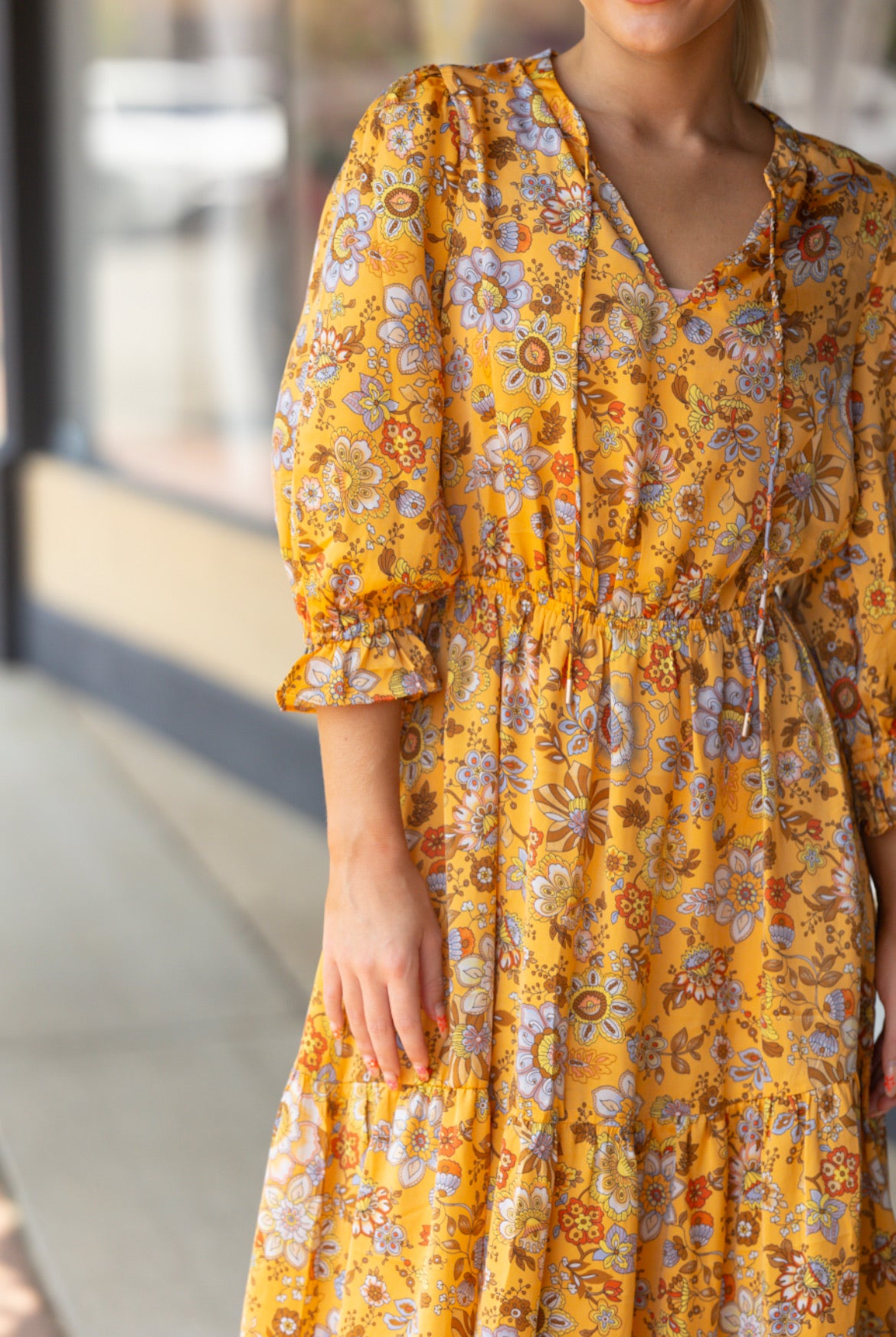 Mustard Print Dress