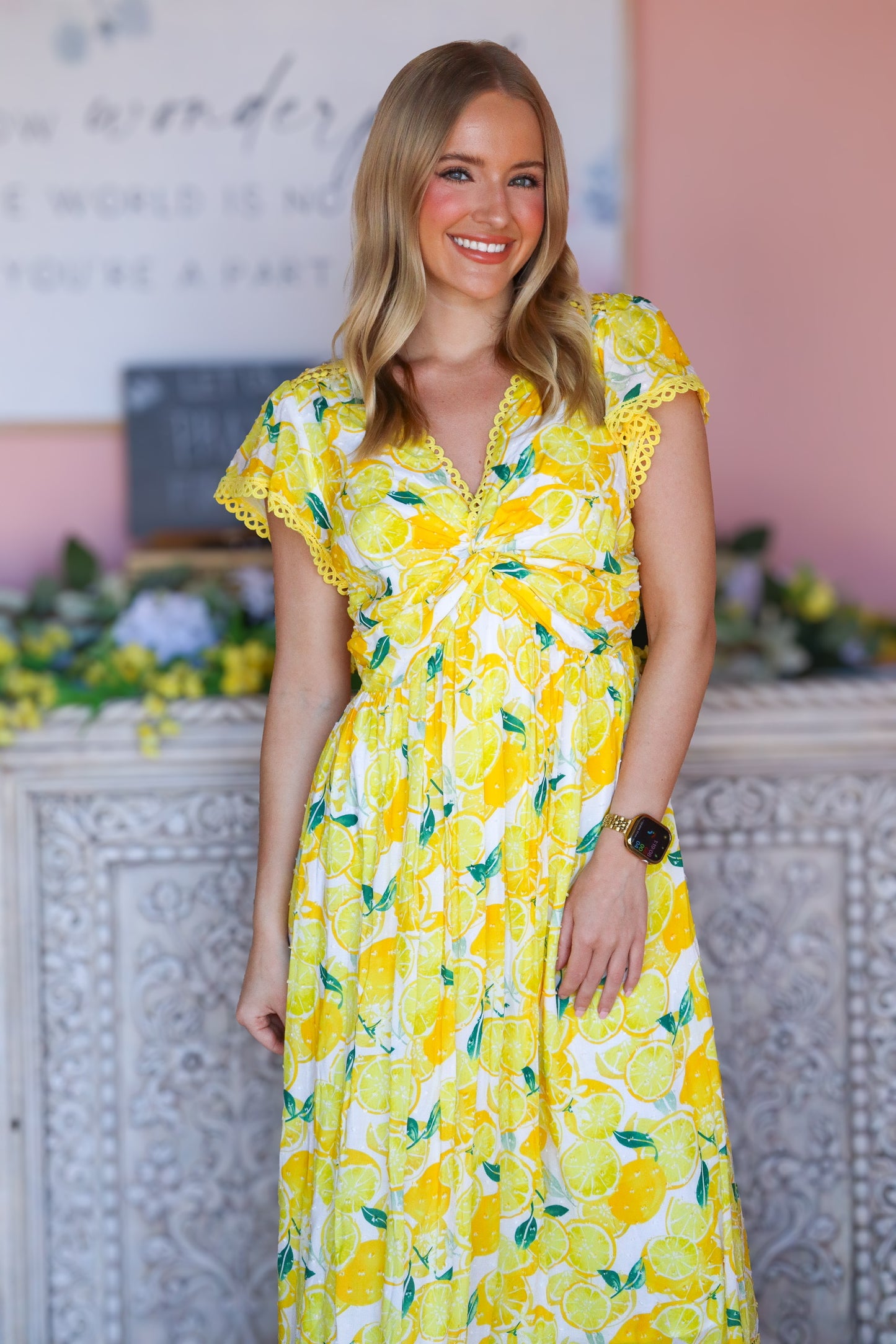 Lemon Print Maxi Dress