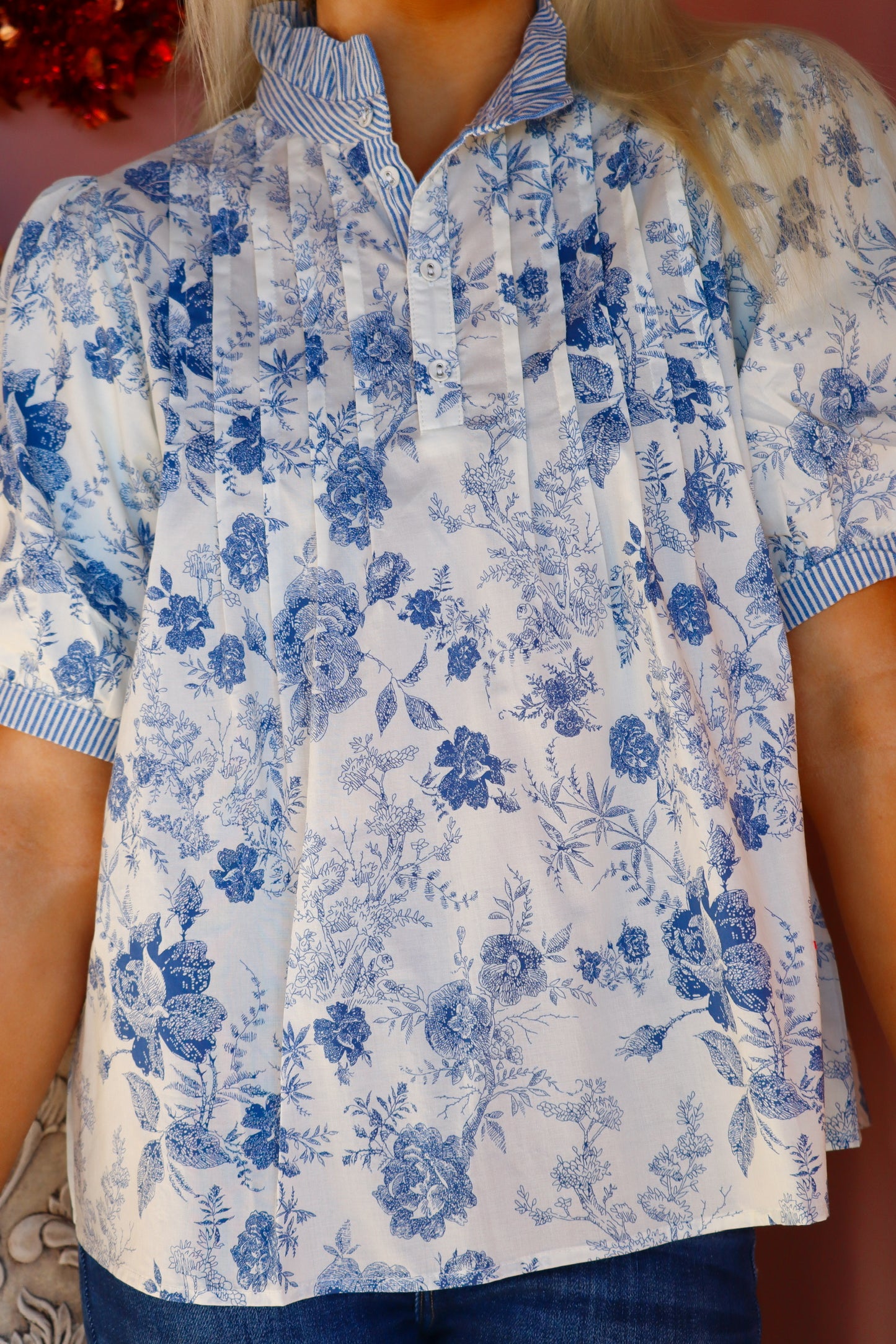 Blue & White Classy Printed Top