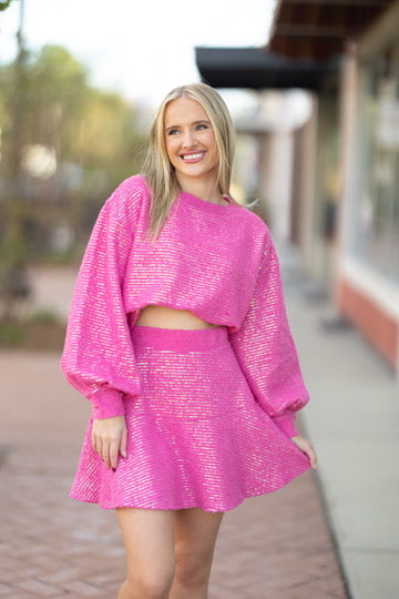 Fuchsia Sequin Knit Set