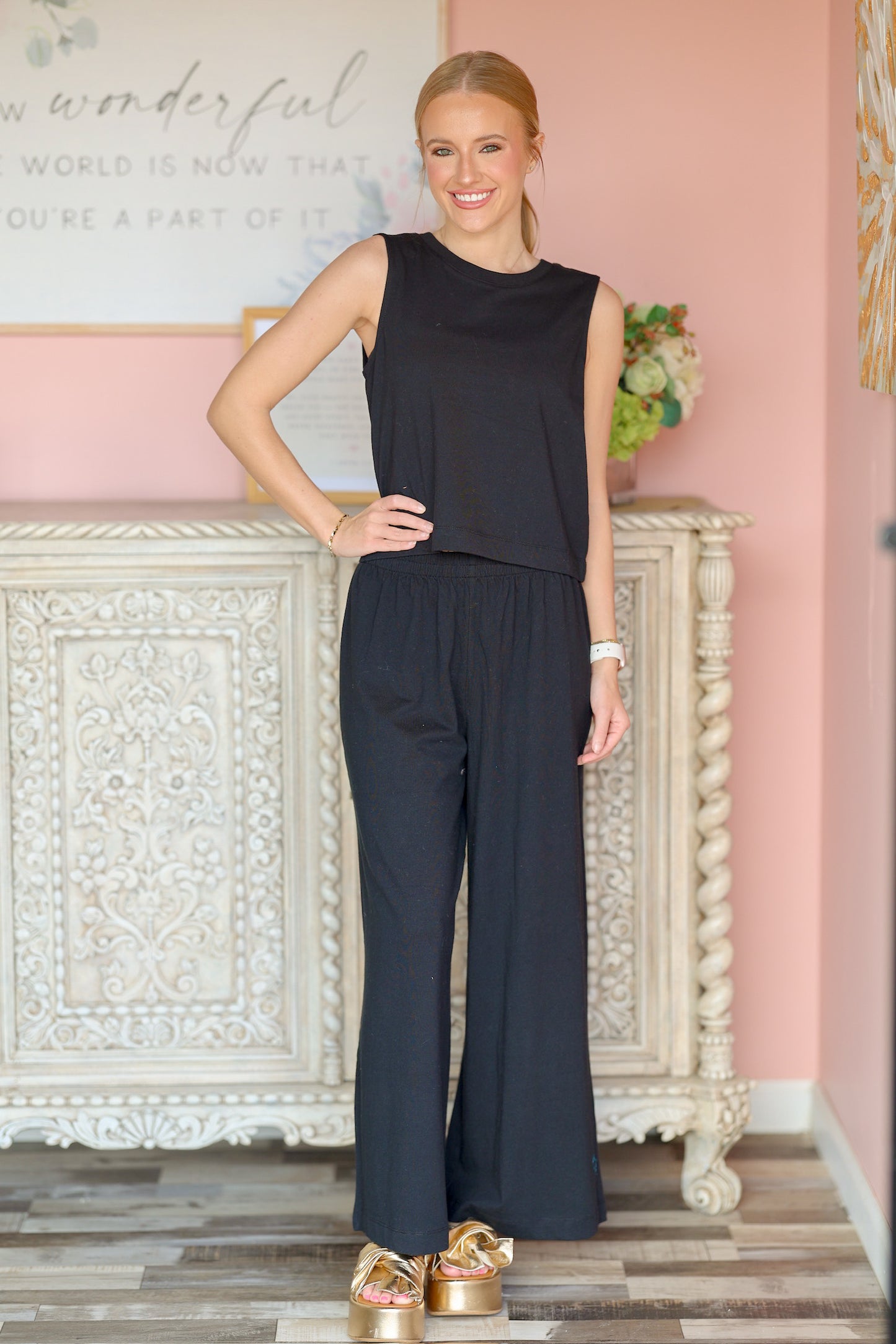 Sloane Jersey Black Muscle Tank