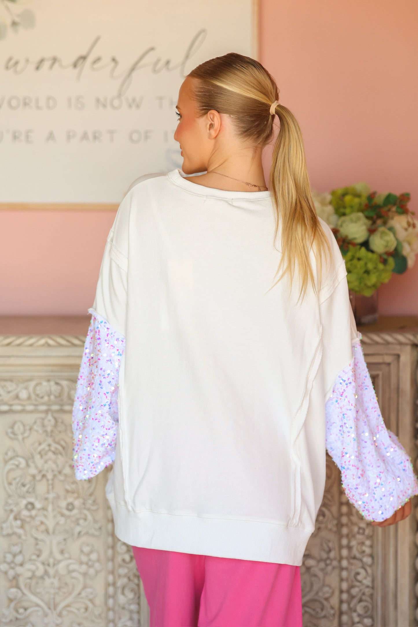 Sequin Sleeve Sweatshirt