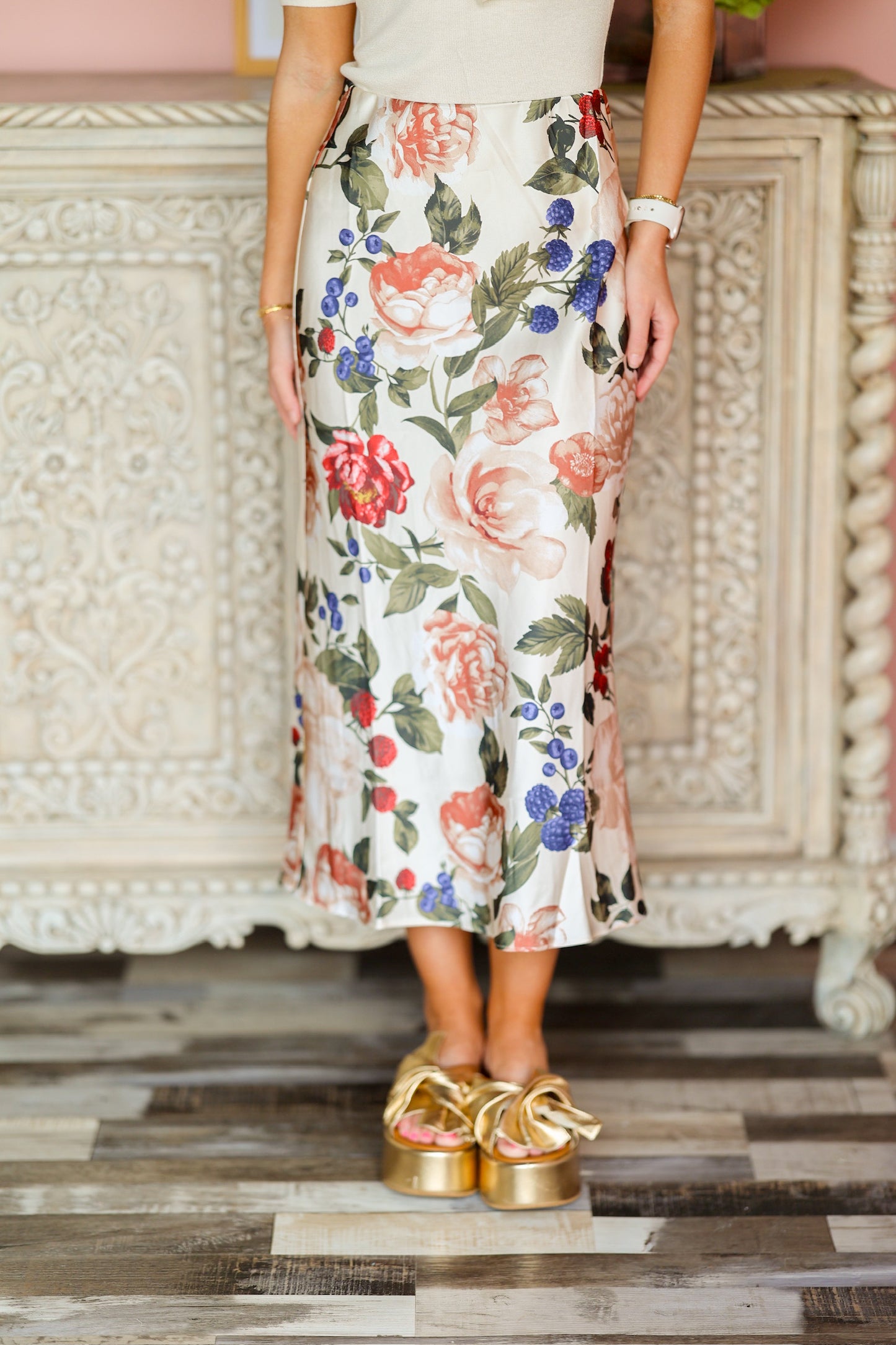 Ivory Multi Floral Skirt