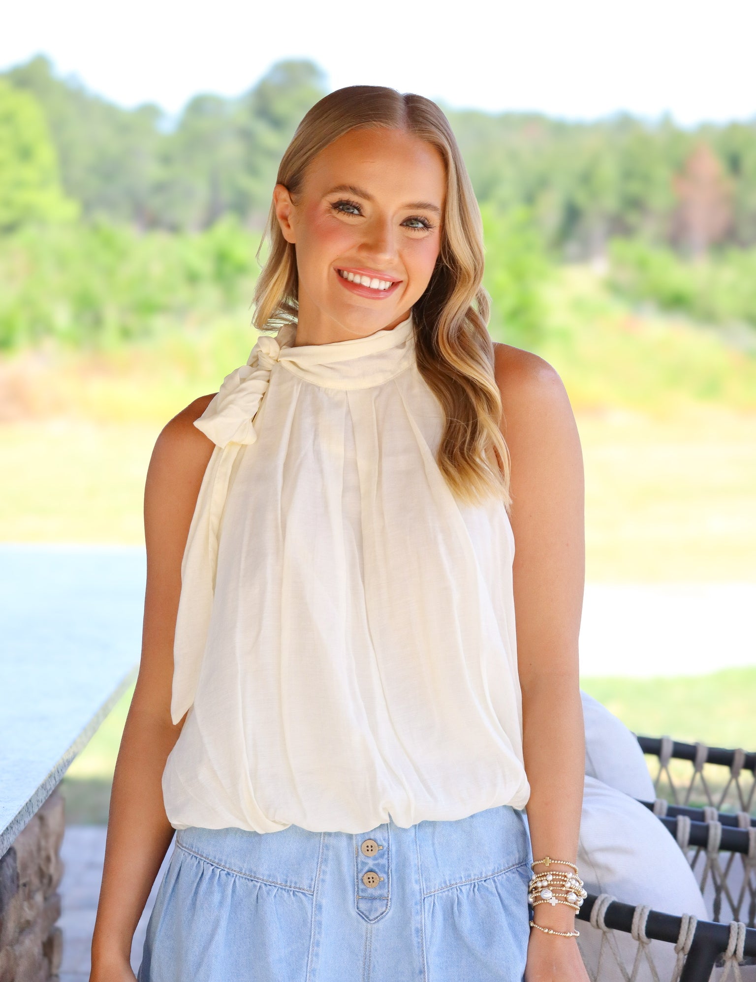 Cream Tie Top