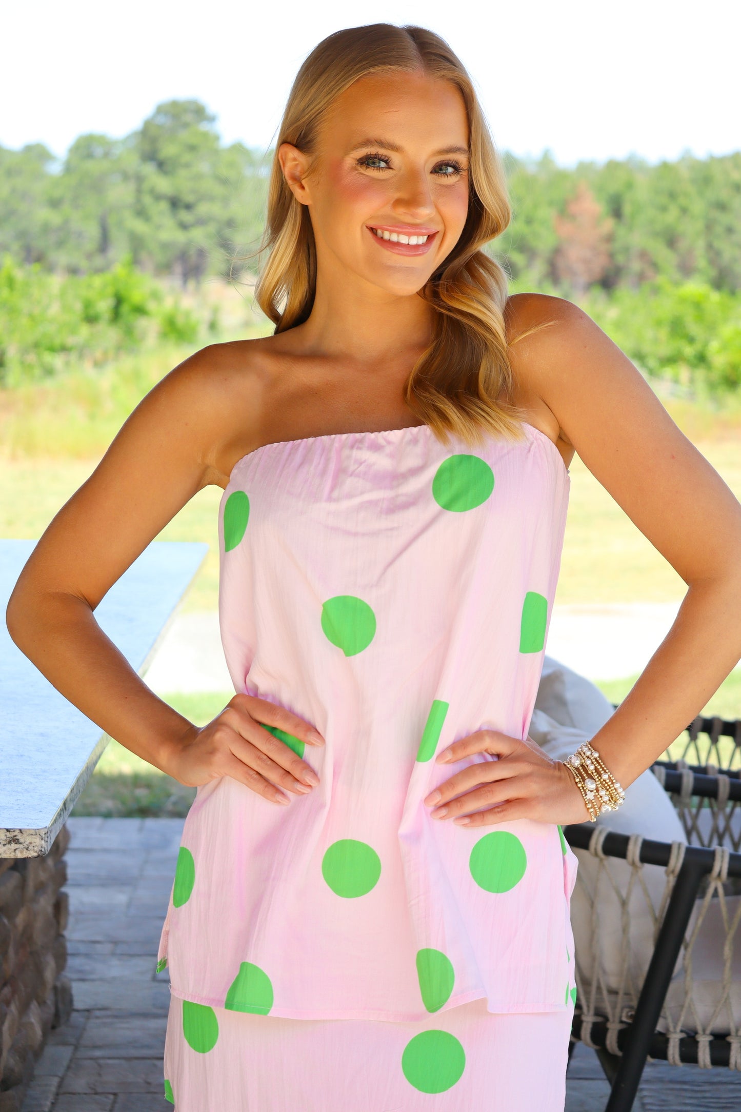 Pink & Green Polka Dot Set