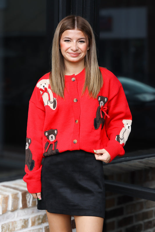 Red Teddy Cardigan