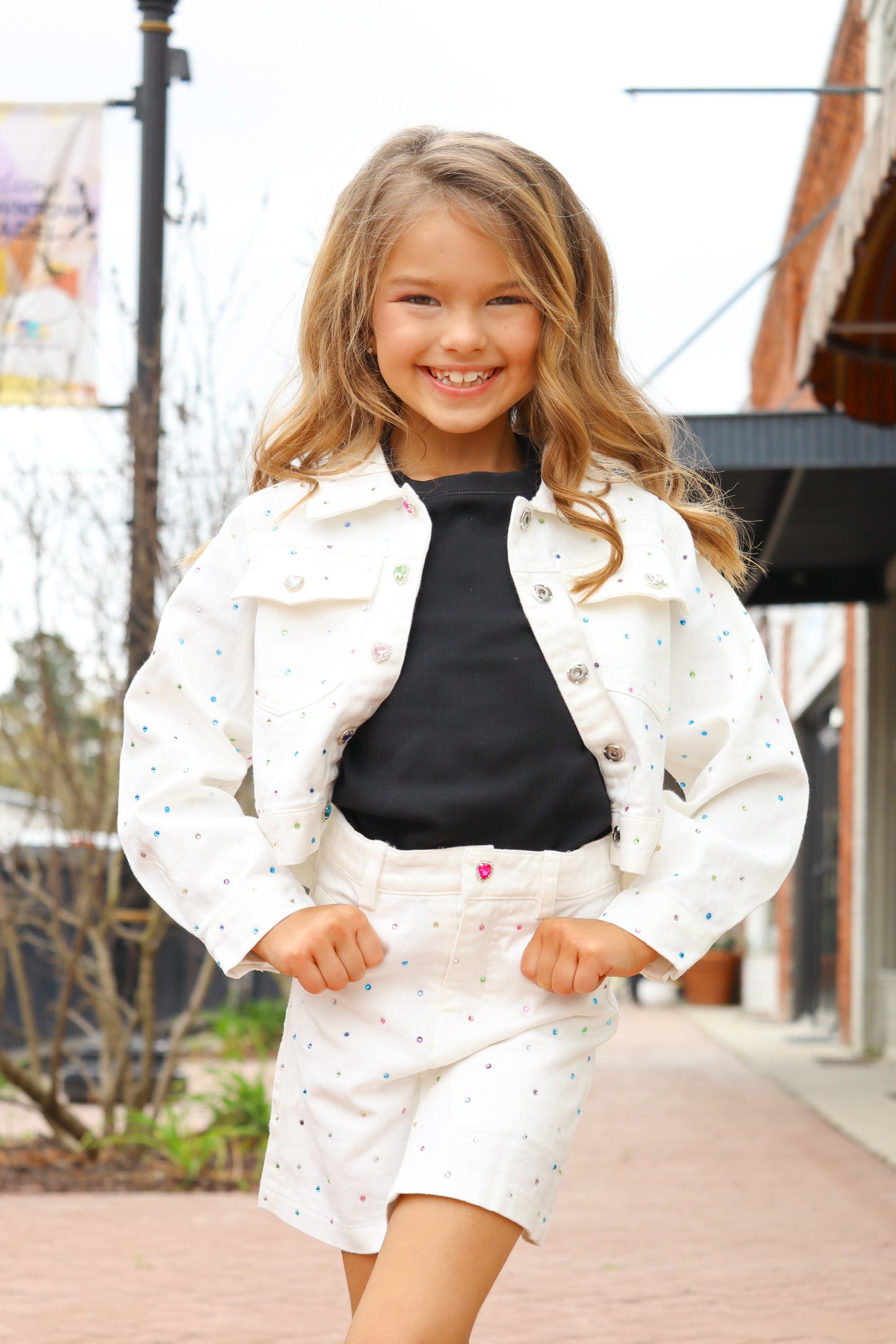 Kids- White Denim Gem Set