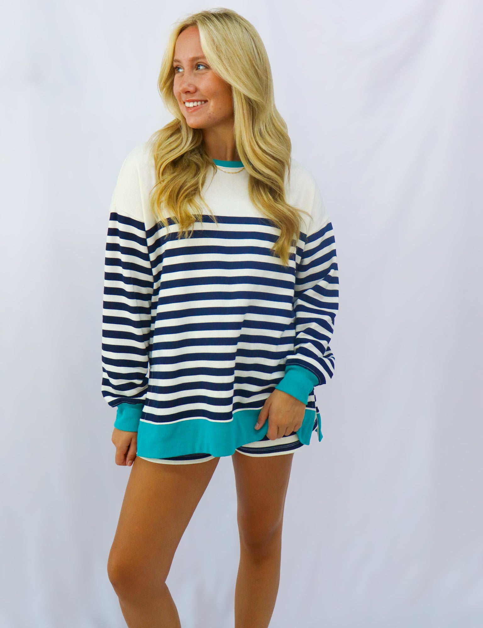"Layer Up" Striped Sweatshirt