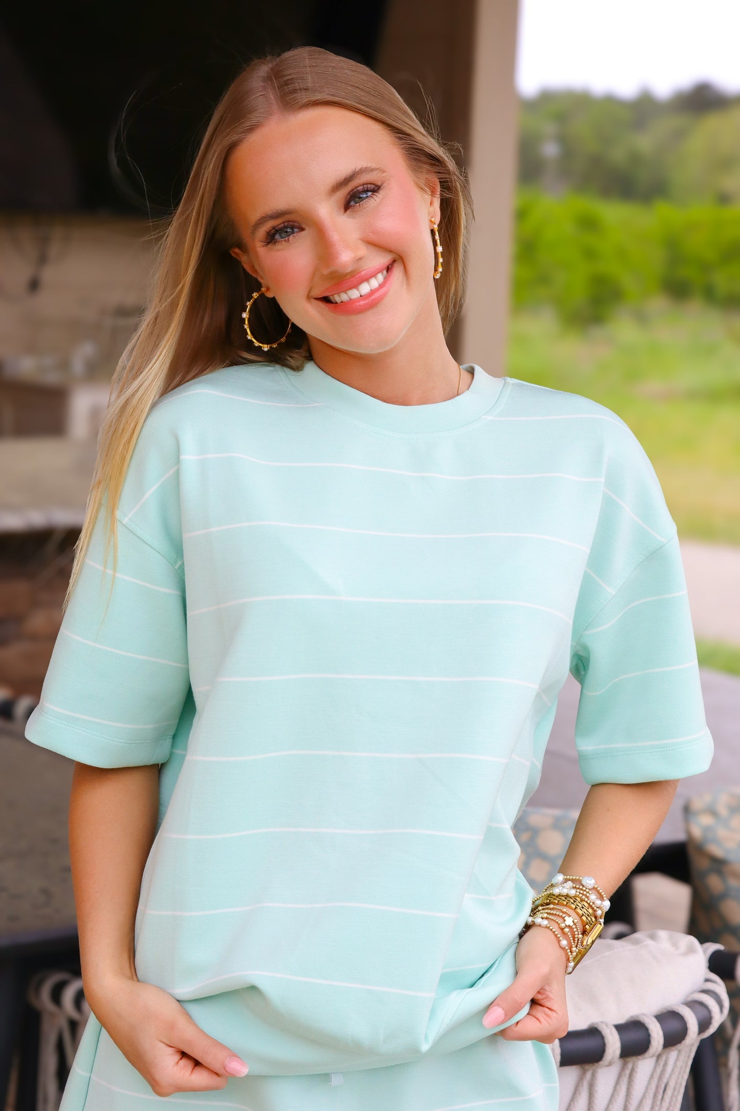 Mint & Cream Stripped Set