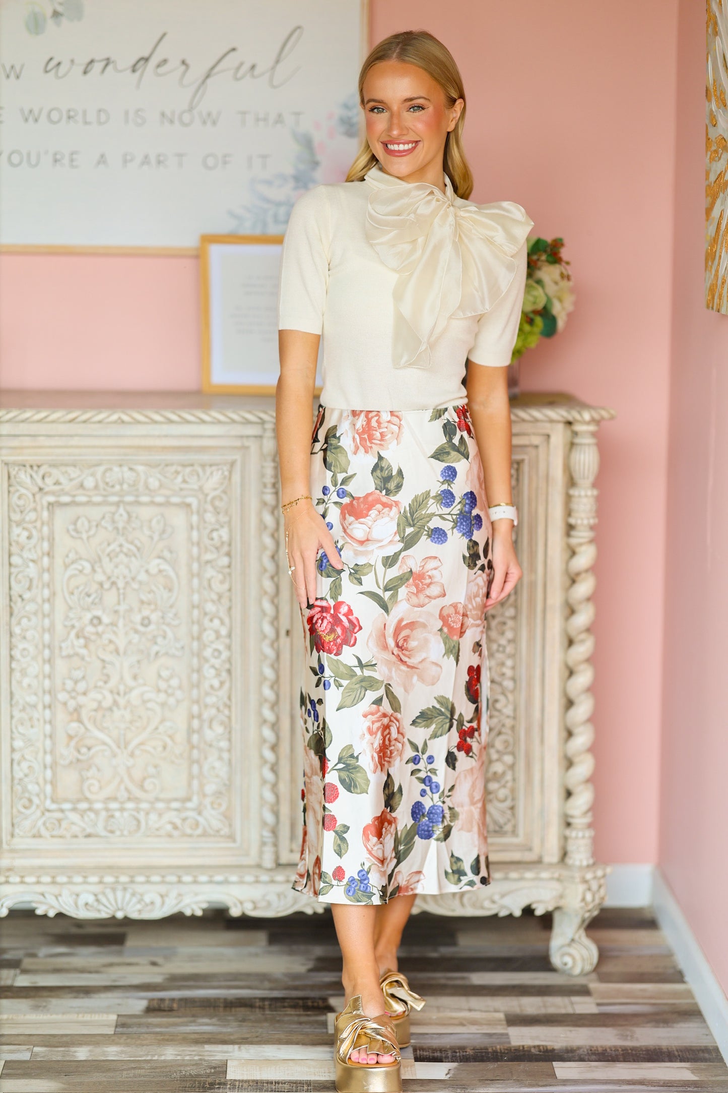 Ivory Multi Floral Skirt