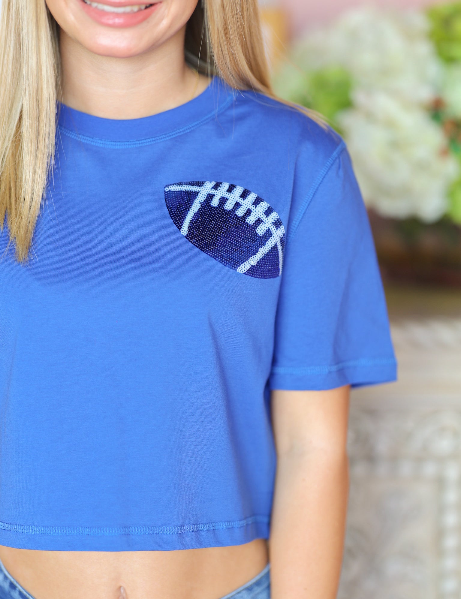 Royal Blue Game Day Crop Tee
