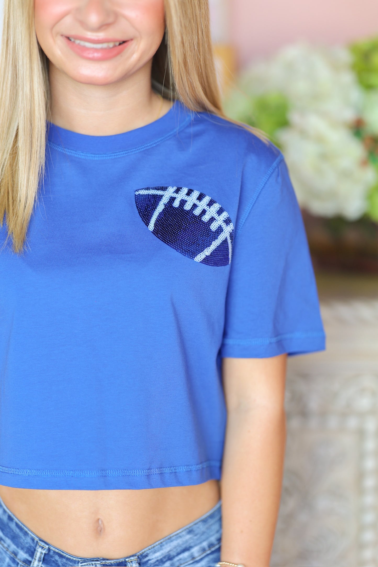 Royal Blue Game Day Crop Tee