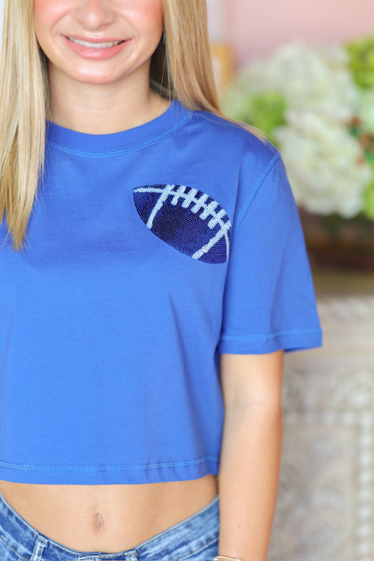 Royal Blue Game Day Crop Tee