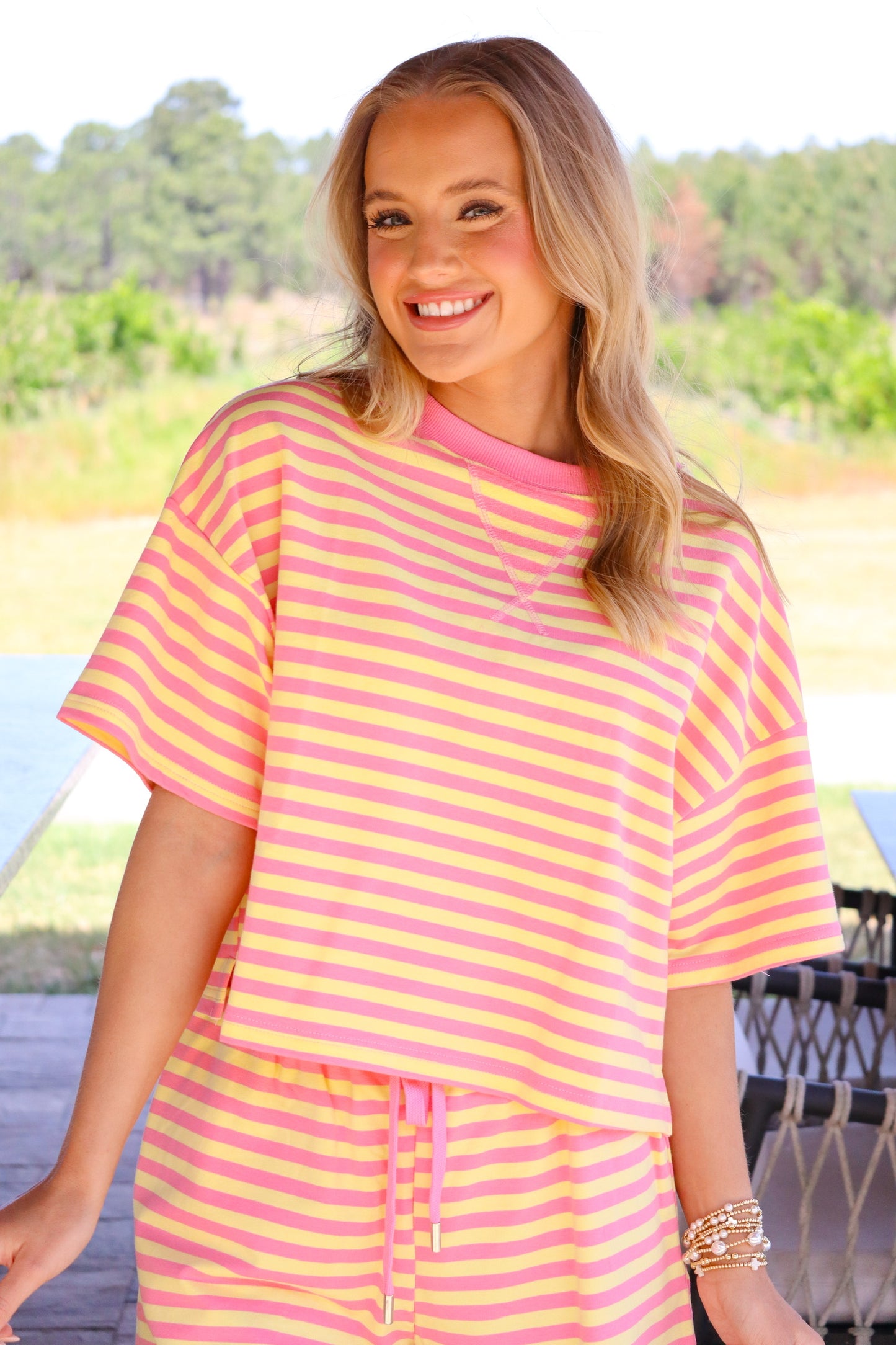Pink & Yellow Striped Set
