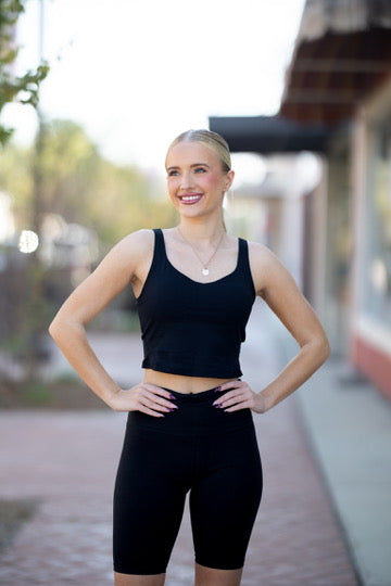 Black V-Neck Yoga Top