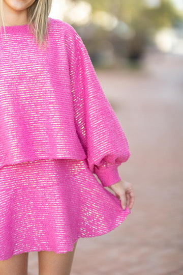 Fuchsia Sequin Knit Set