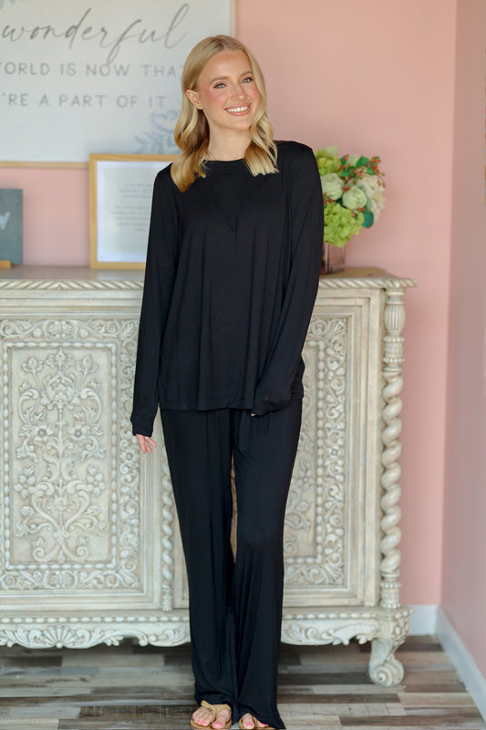 Black Comfy Wide Leg Pant