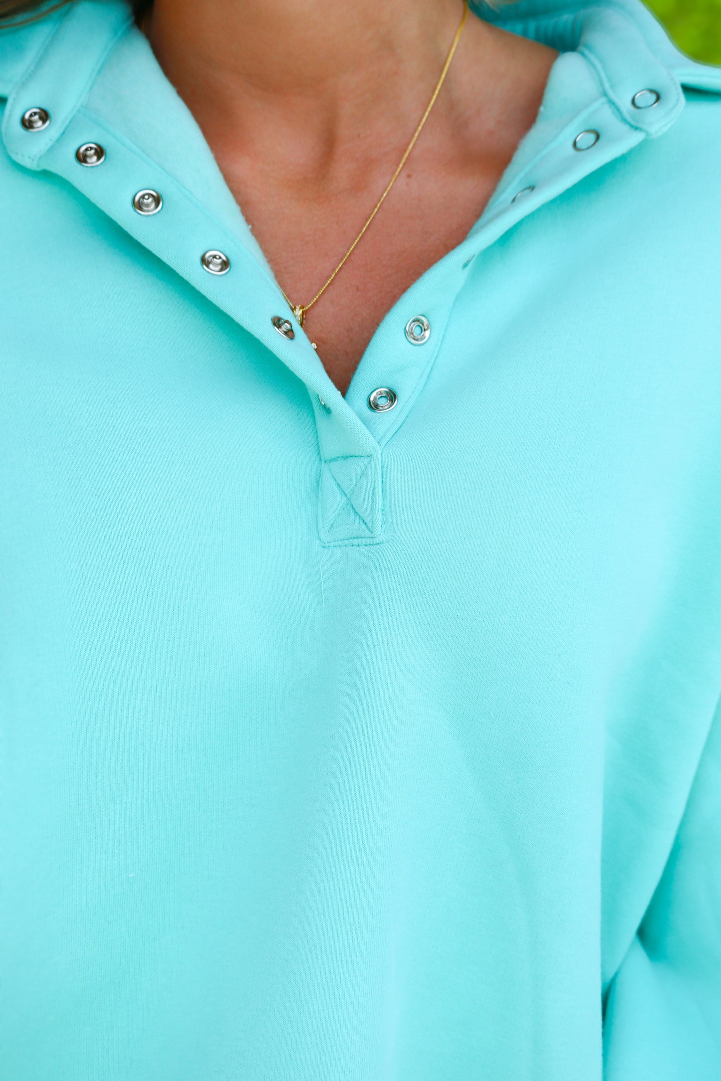 Seafoam Button Sweatshirt