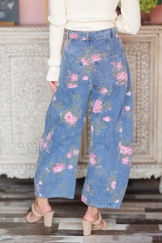 Floral Barrel Jeans