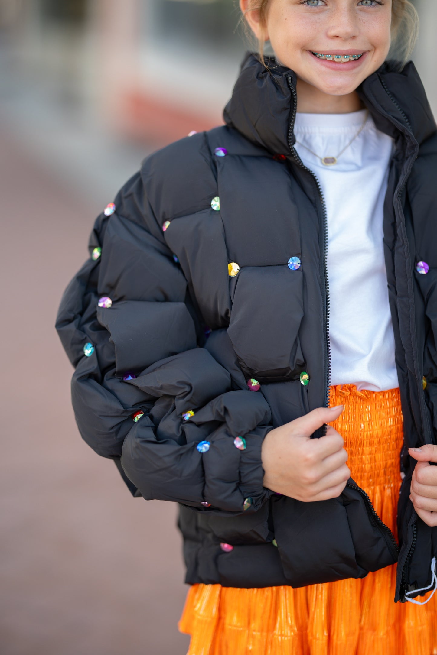 Kids Rainbow Gem Quilted Puffer