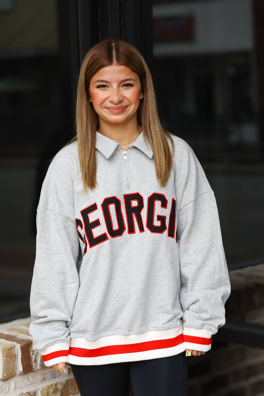 Grey Georgia Stripe Sweatshirt